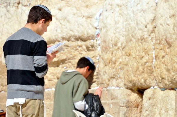 An Orthodox Teen Prays at the Western Wailing Wall Orthodox teen-Kotel-Western Wailing Wall-Chosen People