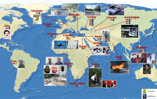 The known activity of Iran's Quds Special Forces and Iran's proxy in Lebanon, the terrorist group Hezbollah. The known activity of Iran's Quds Special Forces and Iran's proxy in Lebanon, the terrorist group Hezbollah.