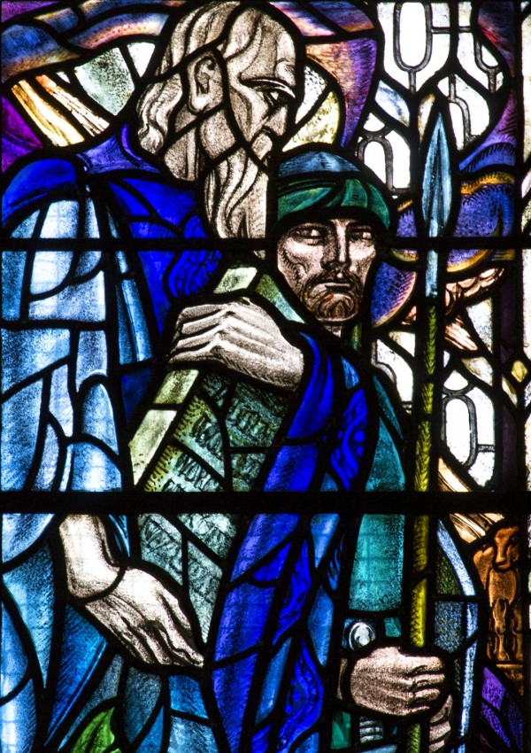 Detail from a stained-glass window featuring Moses and Joshua, by Douglas Strachan, in Glasgow's St. Mungo's Cathedral. (Photo by Fr. Lawrence Lew) Detail from a stained-glass window featuring Moses and Joshua, by Douglas Strachan, in Glasgow's St. Mungo's Cathedral. (Photo by Fr. Lawrence Lew)