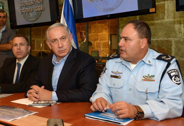 Prime Minister Benjamin Netanyahu attends a security briefing at the Jerusalem Police Headquarters Jerusalem-terrorism-security