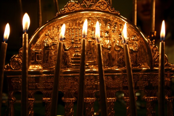 For you were once darkness, but are now light in the Lord. Walk as children of light, Hanukkah menorah, Hanukkiah